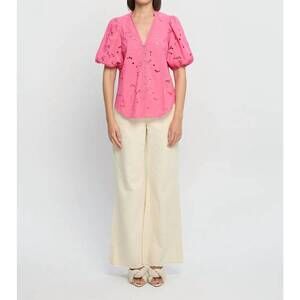 NEW KIVARI corfu puff sleeve blouse in pink